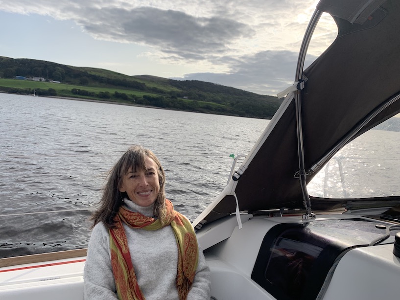 Catherine, pursuing her hobby of sailing in retirement.